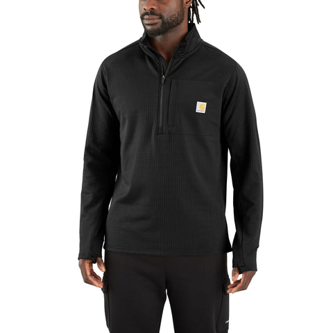 Carhartt men's relaxed fit half-zip fleece shirt in black