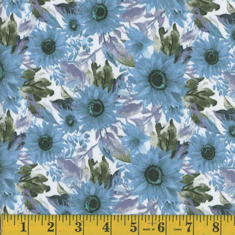 blue, Julia Floral Print Interlock Fabric 1336