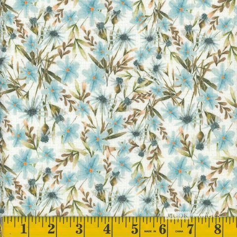 blue, Wildflower Seersucker Stretch Fabric 1406
