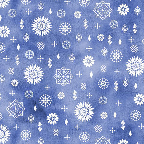 Indigo Splash Collection Medallion Ditsy Cotton Fabric 15713 blue