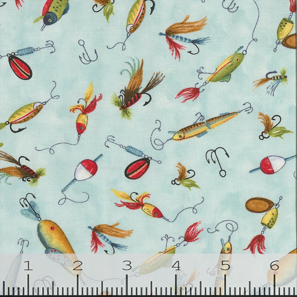 Down by the Lake Collection Fishing Hooks Cotton Fabric 3023-39731
