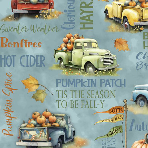 blue, Glorious Fall Collection Large All Over Cotton Fabric 33908
