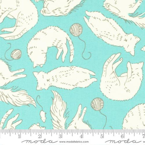 Here Kitty Kitty Collection Sleepy Time Cotton Fabric 20832 blue