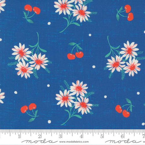 Julia Collection Cherry Daisy Cotton Fabric 11922 blue
