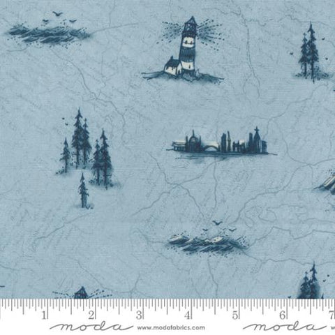 Longshore Collection Landscape and Nature Cotton Fabric 24610 blue