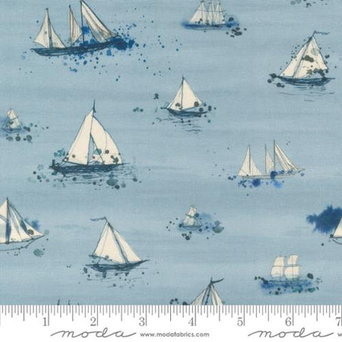 Longshore Collection Novelty Boats Cotton Fabric 24612 blue