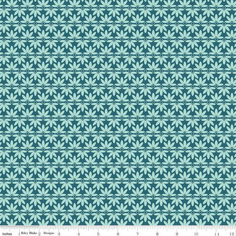Melody Collection Leaves Cotton Fabric C15145 blue
