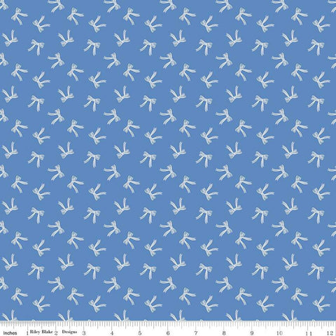blue, Penelope Collection Bow Cotton Fabric C16643