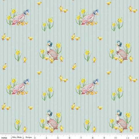 Blue, Peter Rabbit and Friends Collection Duck Stripe Cotton Fabric CD15862
