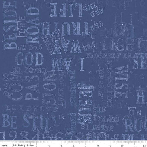 Blue, Sewing Seeds Collection Parable Stamps Cotton Fabric CD15691