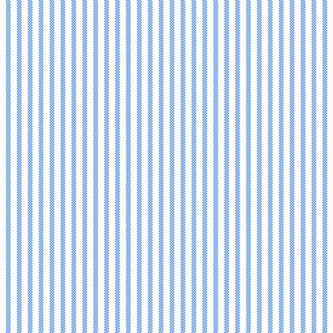 Blue, Ticking Stripe Cotton Flannel Fabric 6215
