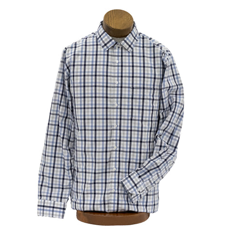 Men's Plaid Casual Dress Shirt blue
