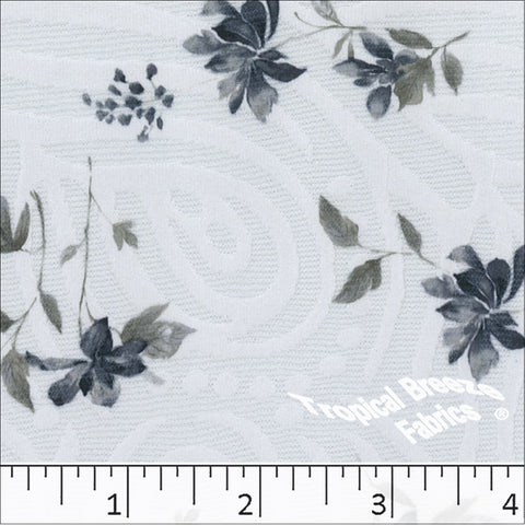 Jacquard Knit Floral Print Fabric 32440 blue mist