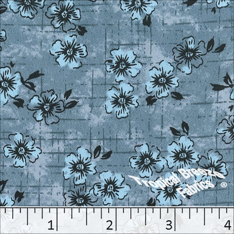 blue mist, Koshibo Floral Print Polyester Fabric 048517
