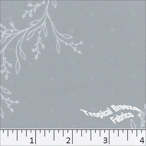 blue mist, Swiss Dot Knit Foliage Print Polyester Fabric 573515