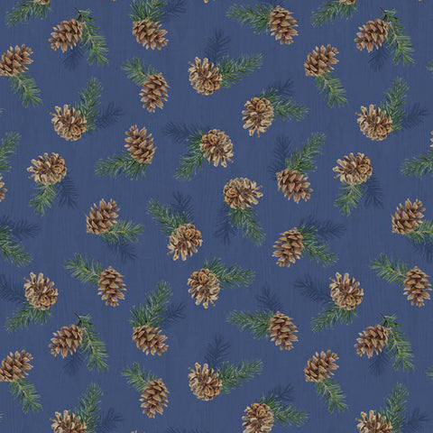blue pinecone, Evergreen Escape Cotton Fabric Collection 200