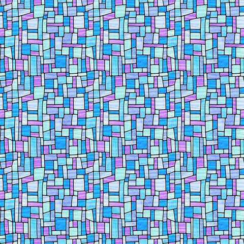 Fancy Glass Cotton Fabric Collection 29 blue stained glass