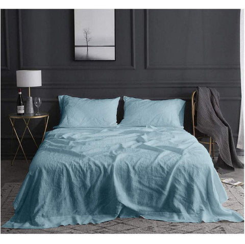 Spirit Linen Vintage Washed Microfiber Sheet Set Blue