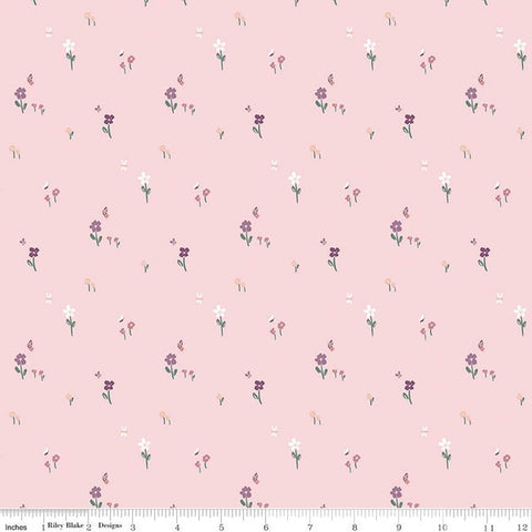 Buds and Butterflies Collection Meadow Minuet Cotton Fabric C15353 blush