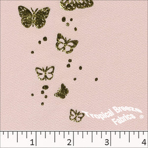 Crepe Knit Foil Butterfly Foil Print Fabric 32852 blush