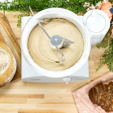 Bosch mixer in use mixing dough