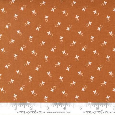 Cinnamon and Cream Collection Berry Leaf Cotton Fabric brown