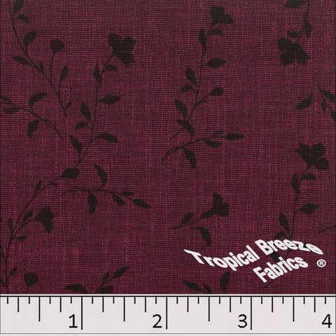 burgundy,Floral Print Polyester Fabric 045517