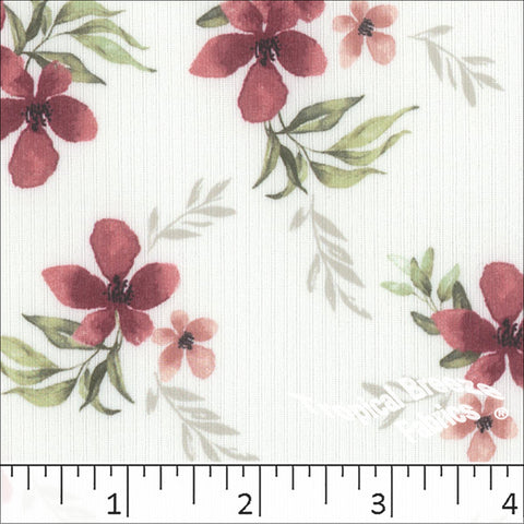 burgundy, Mini Rib Knit Floral Print Fabric 572519