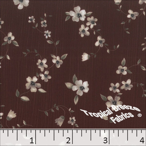 burgundy, Sweet Cream Floral Print Polyester Fabric 042525