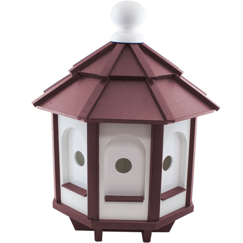 Large bluebird house with burgundy roof