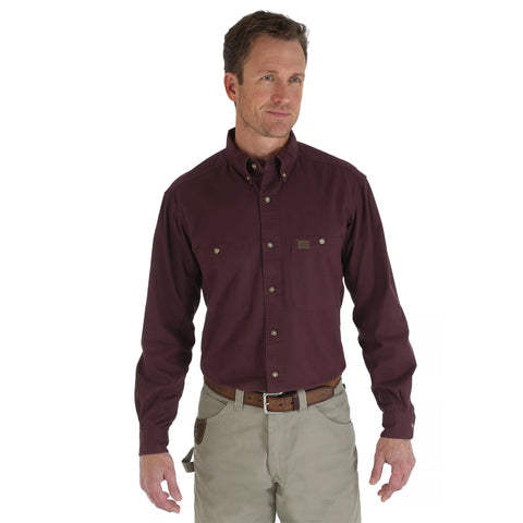 Burgundy twill work shirt