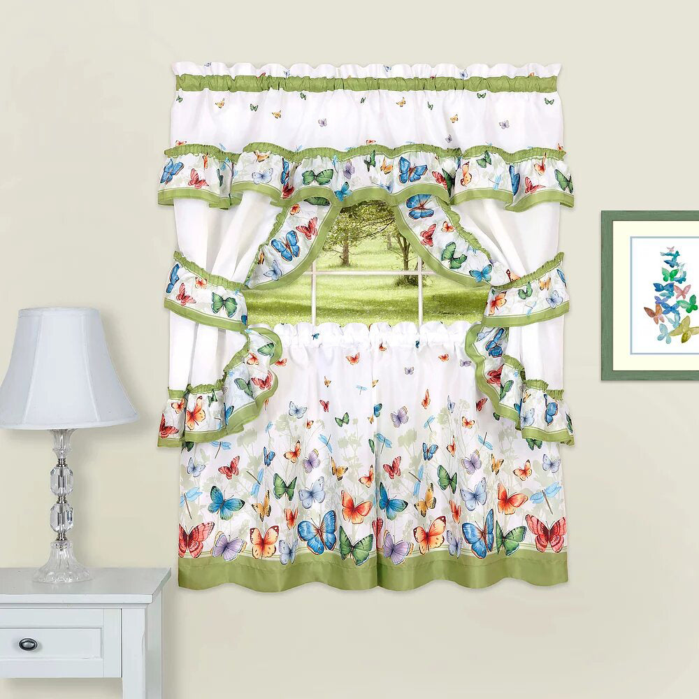 Animal Shower Curtain, Ladybug Butterfly Bee in Exotic Garden