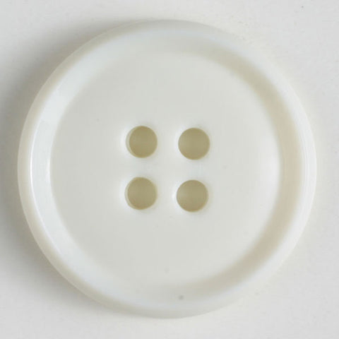 Classic Round Ridged Edge Button 2 Pack White