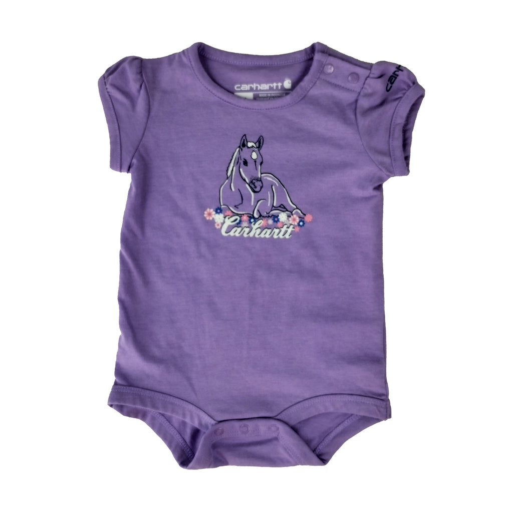 Carhartt Infant Girls CG9828 Printed Baby Bodysuit and Shortalls