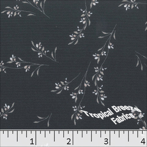 charcoal, Horizontal Rib Knit Floral Print Fabric 572517