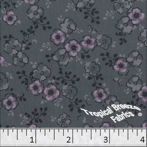 charcoal, Silk Mist Print Polyester Fabric 042515