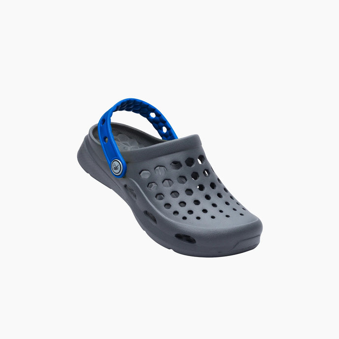 Joybees children's active clog in charcoal with sport blue strap