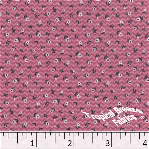 cherry, Pick Stripe Tiny Floral Print Polyester Fabric 04943