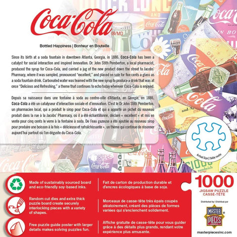 COCA-COLA PUZZLE-BOTTLED HAPPINESS 1000 Piece Puzzle 72570 Back of box