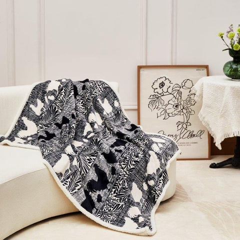 Virah Bella Cottage Chickens sherpa throw on couch