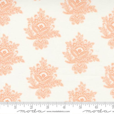 Cinnamon and Cream Collection Paisley Damask Cotton Fabric Cream