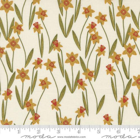 cream, Bee Garden Collection Darling Daffodils Cotton Fabric 48413
