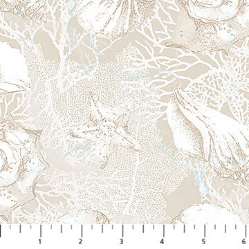 Sea Breeze Collection Starfish Print Cotton Fabric DP27098 cream
