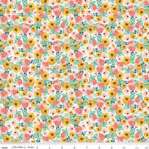Spring Gardens Collection Floral Cotton Fabric C14112 cream
