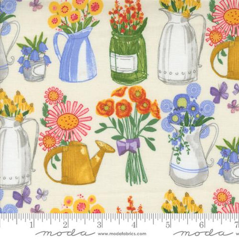 cream, Superbloom Collection Flower Jars Cotton Fabric 48782
