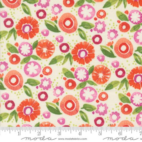 cream, Superbloom Collection Posy Party Cotton Fabric 48786