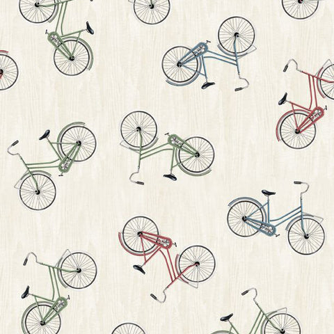 cream bike, Evergreen Escape Cotton Fabric Collection 200