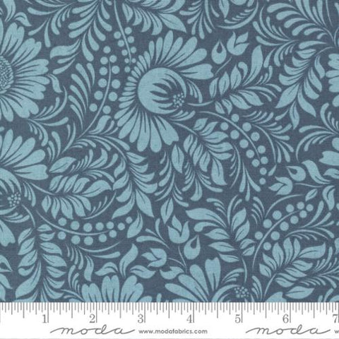 Nutmeg Collection Harvest Moon Floral Cotton Fabric dark blue