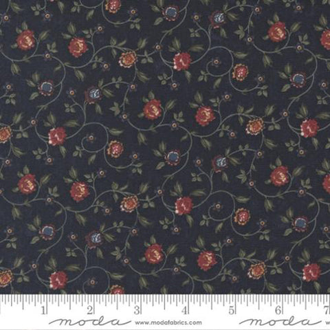 Daffodils and Dragonflies Collection Butterfly Vine Cotton Fabric dark blue