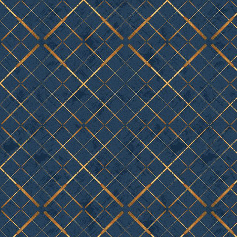 Dark blue, Gone Fishing Collection Plaid Cotton Fabric 21766